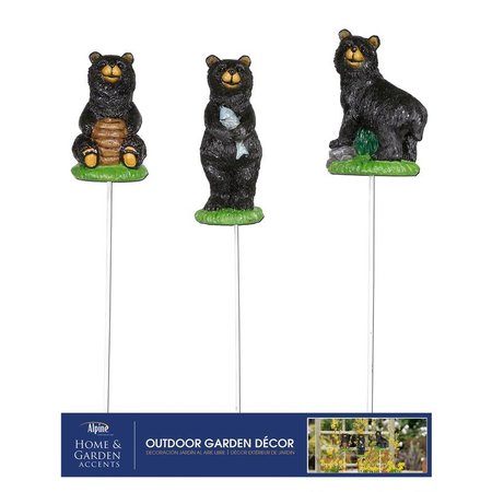 ALPINE Planter Stake Blk Bear ZEN742ABB